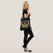 Zwarte en Faux Gold Skulls Tote Bag (Op model)