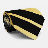 Zwarte en Faux Gold Stripes Stropdas (Opgerold)