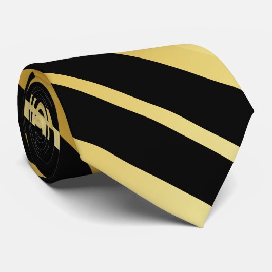 Zwarte en Faux Gold Stripes Stropdas (Opgerold)