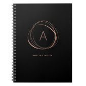 Zwarte en Faux Roos Gold Monogram Notitieboek (Voorkant)