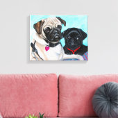 Zwarte en Fawn Pugs Canvas Afdruk (Insitu (Woonkamer))