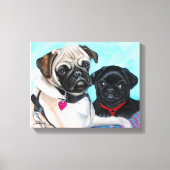 Zwarte en Fawn Pugs Canvas Afdruk (Voorkant)