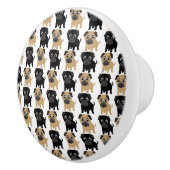 Zwarte en Fawn Pugs Keramische Knop (Rechts)