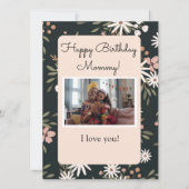 Zwarte en florale Birthday-kaart met uw foto (Voorkant)