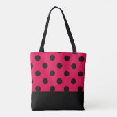 Zwarte en Fuchsia Chic Polka Dots met monogram Tote Bag (Achterkant)