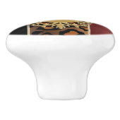 Zwarte en Garnet Red Jaguar Animal Print Keramische Knop (Zijkant)
