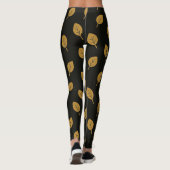 Zwarte en Gedempte Gouden Bladeren Leggings (Achterkant)