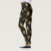 Zwarte en Gedempte Gouden Bladeren Leggings (Links)