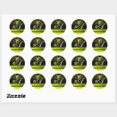ZWARTE EN GEEL DAMASKMONOGRAM, Topaz Ronde Sticker (Vel)