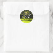 ZWARTE EN GEEL DAMASKMONOGRAM, Topaz Ronde Sticker (Tas)