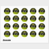 ZWARTE EN GEEL DAMASKMONOGRAM, Topaz Ronde Sticker (Vel)