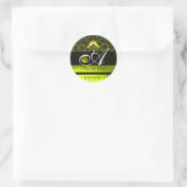 ZWARTE EN GEEL DAMASKMONOGRAM, Topaz Ronde Sticker (Tas)