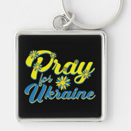 ZWARTE EN GEEL PRAY VOOR OEKRAÏNE MET STROMEN SLEUTELHANGER