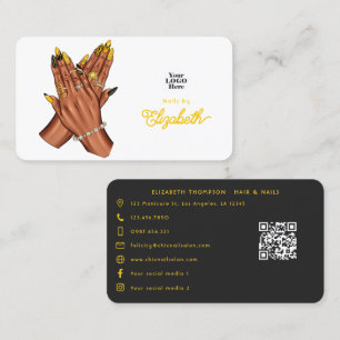 Zwarte en gele Afrikaans-Amerikaanse nagelsalon in Visitekaartje