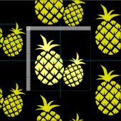 Zwarte en gele ananas stof (Delen)