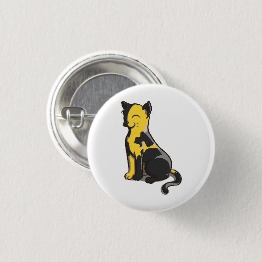 Zwarte en gele Ancap AnCat Gold Cat Button (Voorkant /achterkant)