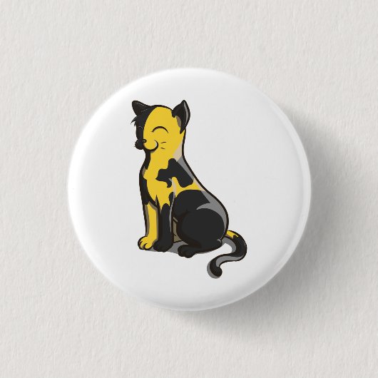 Zwarte en gele Ancap AnCat Gold Cat Button (Voorkant)