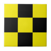 Zwarte en gele Check Ceramic Tegel Tegeltje (Voorkant)