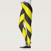 Zwarte en gele Chevron-achtergrond Leggings (Links)