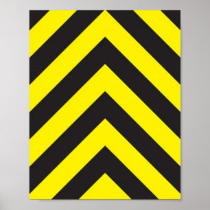 Zwarte en gele Chevron-achtergrond Poster