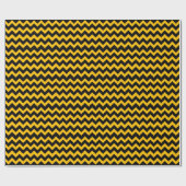 Zwarte en gele Chevron Zigzag Pattern Cadeaupapier (Vlak)