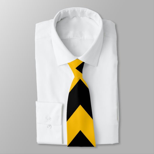 Zwarte en gele Chevron Zigzag Pattern Stropdas (Gebonden)