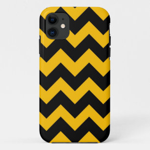 Zwarte en gele Chevron Zigzap Pattern iPhone 11 Hoesje