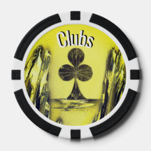 Zwarte en Gele Club Poker Chip