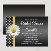 Zwarte en gele Daisy Bridal Shower Kaart (Voorkant / Achterkant)