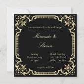 Zwarte en gele elegante trouwuitnodiging kaart (Voorkant)