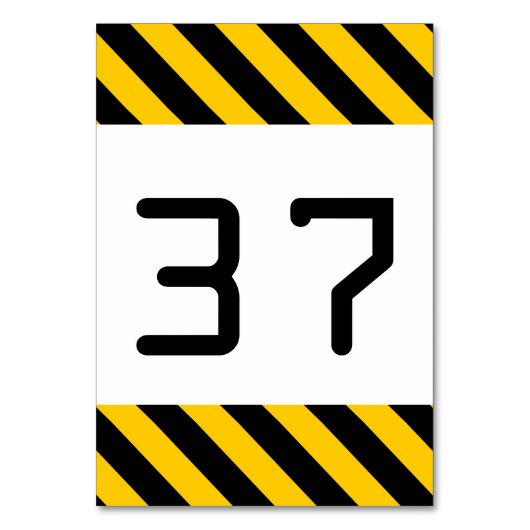 Zwarte en Gele Gestreepte Tafel Kaart (Voorkant)