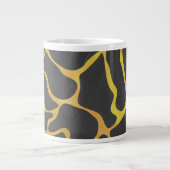 Zwarte en gele giraffeprint grote koffiekop (Voorkant)