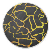 Zwarte en Gele Giraffeprint Keramische Knop (Voorkant)