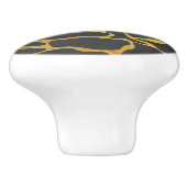 Zwarte en Gele Giraffeprint Keramische Knop (Zijkant)