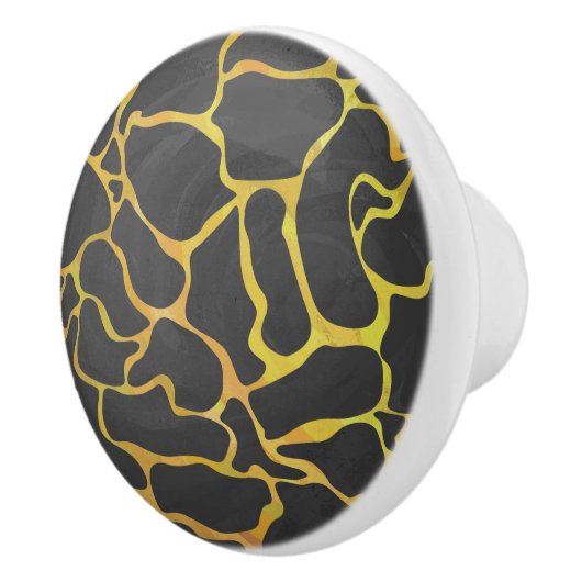 Zwarte en Gele Giraffeprint Keramische Knop (Rechts)