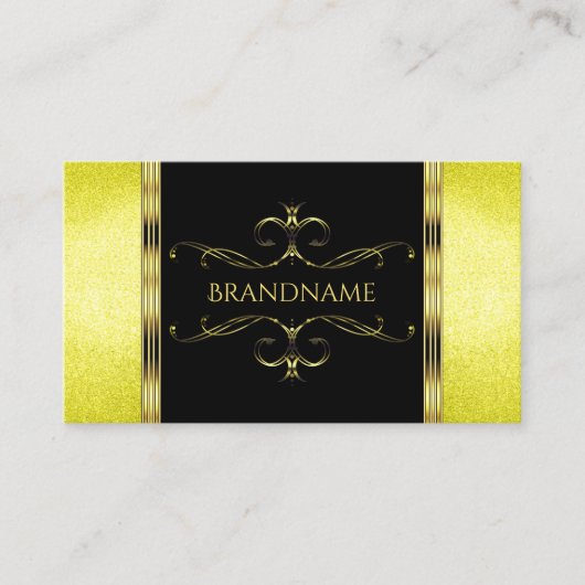 Zwarte en gele glitter Golden  Ornamenten Visitekaartje (Voorkant)