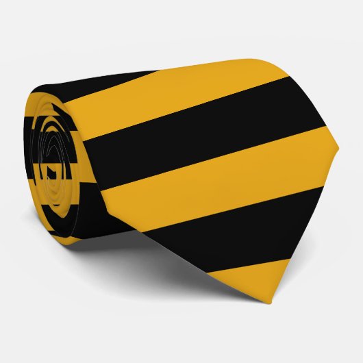 Zwarte en gele goudmakreelstropdas stropdas (Opgerold)
