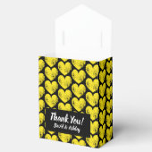 Zwarte en gele hartritmepatroonbruidbox bedankdoosjes (Geopend)