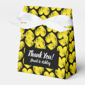 Zwarte en gele hartritmepatroonbruidbox bedankdoosjes (Voorkant Zijde)