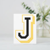 Zwarte en gele letter J Briefkaart (Staand voorkant)