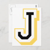 Zwarte en gele letter J Briefkaart (Voorkant / Achterkant)