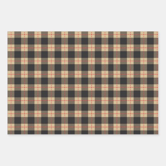 Zwarte en gele Lumberjack check vaders day set Inpakpapier Vel (Voorkant)