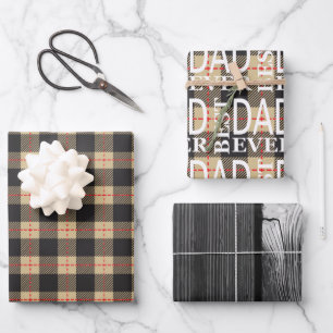 Zwarte en gele Lumberjack check vaders day set  Inpakpapier Vel