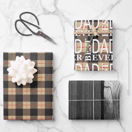 Zwarte en gele Lumberjack check vaders day set Inpakpapier Vel (Voorkant)