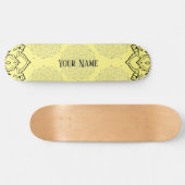 Zwarte en gele Mandala Skateboard (Horizontaal)