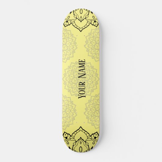 Zwarte en gele Mandala Skateboard (Voorkant)