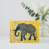 Zwarte en gele olifant op honingraat feestdagenkaart (Staand voorkant)