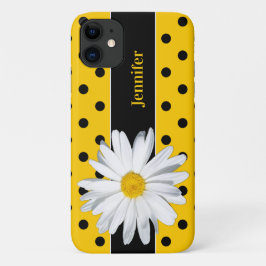 Zwarte en gele poka Dots, Daisy iPhone 11 Hoesje