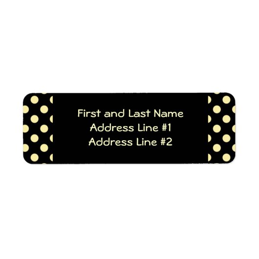 Zwarte en gele pokadot etiket (Voorkant)
