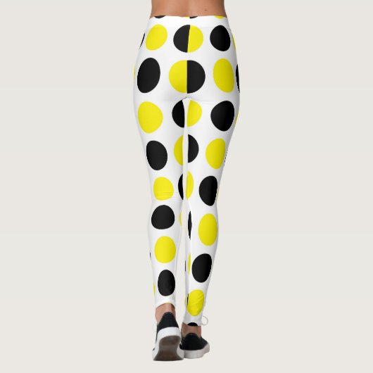 Zwarte en gele pokadots leggings (Achterkant)